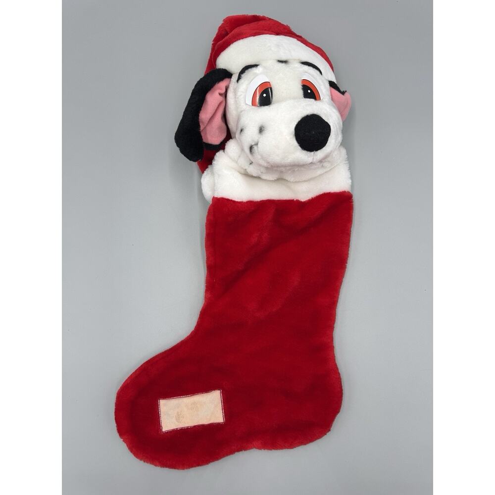 Vintage Disney 101 Dalmations Plush Dog Pup Head 3D Christmas Stocking READ